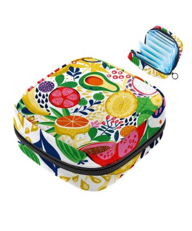 Storage bags for women's bandages colorful fruits portable menstrual pad bags panty lores tampons women's bandages storage holder for women school office