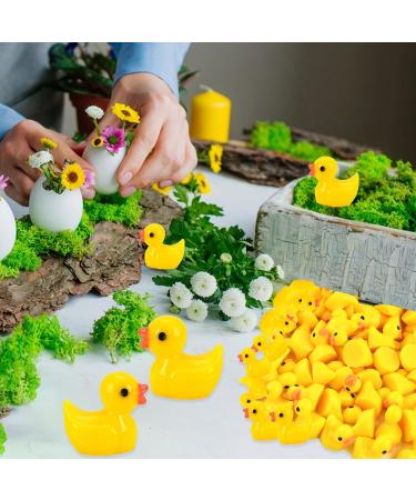 100Pcs Mini Resin Ducks Realistic Micro Landscape Ornament | Cute Baby Bath Toy | Aquarium & Dollhouse Decor - Yellow - Buy Online on GoSupps.com