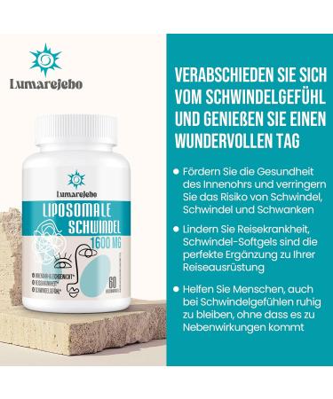 Lumarejebo Liposomal Dizziness Relief Softgel 1600 mg | Inner Ear Balance Supplement with Ginger & Ginkgo Extract | Travel Sickness Aid | 60 Softgels (4 Pack) - Buy Online on GoSupps.com