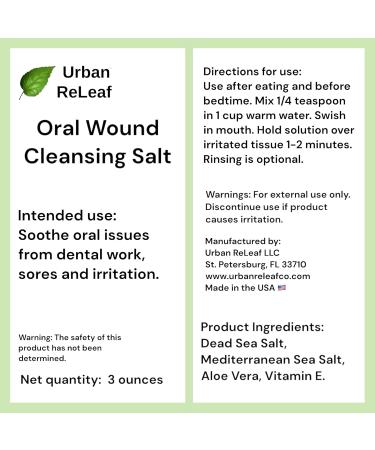 Urban ReLeaf Oral Wound Cleansing Salt - 45 Cups of 100% Natural Fast Relief for Mouth Gums Canker Sores & Dental Care - Made in USA - Buy Online on GoSupps.com