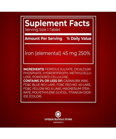 Iron Slow Release 45 mg 30 Tablets Gentle Iron Supplement for Women and Men Iron Tablets Vegetarian Formula Daily Mineral Supplement (Pack of 2) 30 Count (Pack of 2) - Buy Online on GoSupps.com