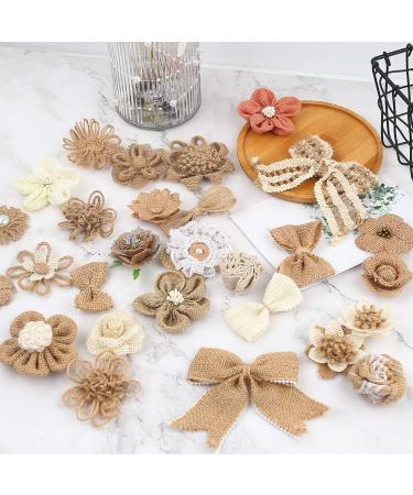VGOODALL 32 PCS Natural Burlap Flowers Set for Wedding Party Decor and DIY Crafts - Buy Online on GoSupps.com