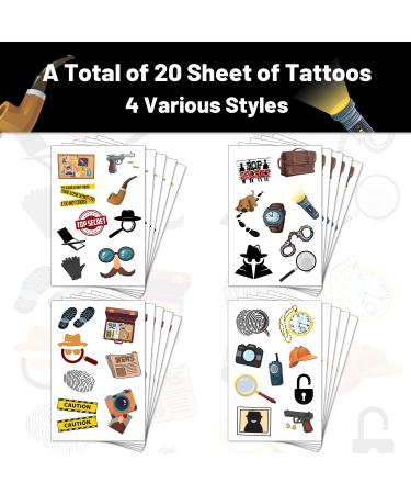 20 Sheets Secret Agent Spy Detective Temporary Tattoos Mystery Detective Clue Party Favors Accessories Decorations Spy Game Kit for Kids Boys - Buy Online on GoSupps.com