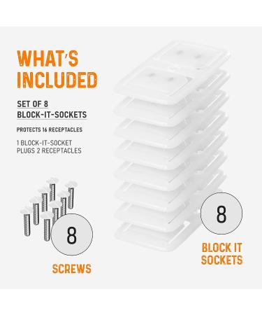 Block-It-Socket Outlet Covers Baby Proofing (Made in USA) - 8 Pack, Never Lose an Outlet Plug Cover Again, Child Safety Switch, Stays Attached, No Choking Hazard - Clear - Buy Online on GoSupps.com