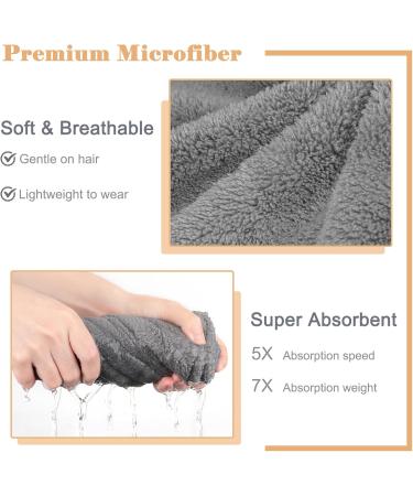 FREATECH Microfiber Hair Turban - Quick-Drying Towel for Women & Kids | Soft Absorbent Frizz-Free Hair Towel - 3 Colors: Pink Light Blue Gray - Buy Online on GoSupps.com