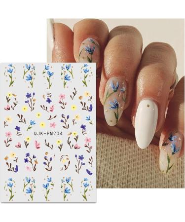 JMEOWIO 10 Sheets Flower Nail Art Stickers Decals Self-Adhesive Spring Summer Line Colorful Floral Nail Supplies Nail Art Design Decoration Accessories - Buy Online on GoSupps.com