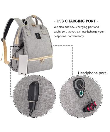 Double Layer Breast Pump Backpack with Cooler & Moistureproof Bag - Grey, USB Charging Port - Ideal for Outdoor Working Moms - Buy Online on GoSupps.com
