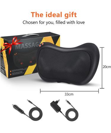 Shiatsu Massager & Massage Pillow for Neck Shoulder & Back - Heated Rotating Massage Head - Perfect Mother's Day Gift - Black - Buy Online on GoSupps.com
