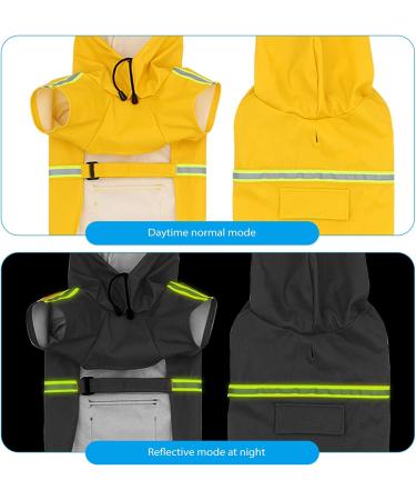 Petcute Waterproof Dog Raincoat - Windproof Adjustable Jacket with Reflective Stripes for Small Medium & Large Dogs - Yellow - Buy Online on GoSupps.com