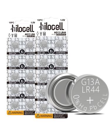 LR44 Batteries 20 Pack AG13 Button Cell Battery 1.5V Long Lasting LR44 Alkaline Coin Batteries Replacement Set for Calculator Watches Toys CR44 G13 V13GA S357 S303 SR44 A76 AG13 20 Pack
