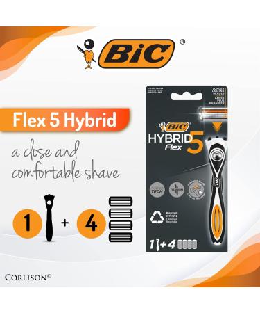BIC Hybrid 5 Flex Men's Razor with 5 Blades Aloe Vera & Vitamin E - Includes 4 Refills & Precision Trimmer - Buy Online on GoSupps.com