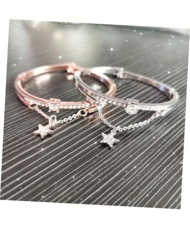 Healeved 2pcs Gemstone Bracelet Crystal Bracelets Open Star Pendant Bracelet Cuff Bracelet Star Bangle Gold Bangle Bracelet Jeweled Bangle Bracelet Women's Bracelets Diamond Miss Jewelry Rose Goldx2pcs 19.5*1.2cmx2pcs - Buy Online on GoSupps.com