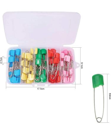 Trimming Shop 100pcs Stainless Steel Safety Pins with Plastic Head - Baby Nappy Fastening & Crafting - Assorted Colour (5cm) - Buy Online on GoSupps.com