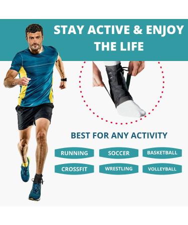 MEDIZED Ankle Brace Stabilizer Lace Up Adjustable Support Stirrup Compression for Running Basketball Volleyball Injury Recovery Sprain Ankle Wrap for Men Women and Children (Medium) M (Pack of 1) - Buy Online on GoSupps.com