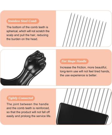 Afro Pick Comb Metal Pick Comb Plastic Afro Pick Hair Comb Wide Tooth Hair Pick Comb Metal Hair Coloring Comb Wig Braid Comb Hairdressing Styling Tool for Curly Hair Style Black (Funny Style) Black 1 Count (Pack of 1) - Buy Online on GoSupps.com