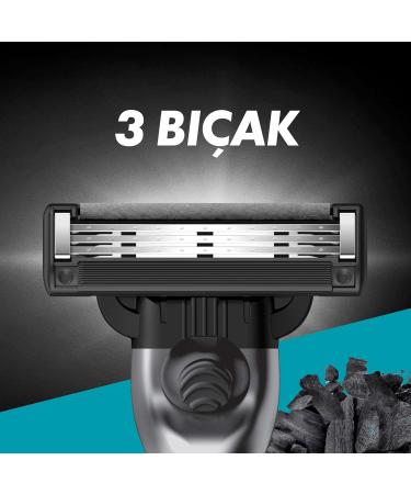 Gillette Mach3 Charcoal Men's Razor - 3 Blade Razor with 5 Replacement Blades & Stylish Coal-Inspired Handle | International Shipping Available - Buy Online on GoSupps.com