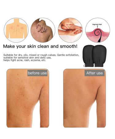 Peeling Glove Body Set - 2pc Dewy Hours Exfoliating Massage & Hammam Shower Sponge for Skin - Black Body & Face Scrub - Buy Online on GoSupps.com