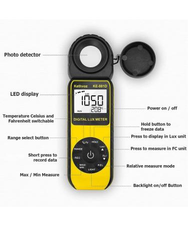 Kethvoz Digital Lux Meter - 0-1400,000 Lux for Photography, LED Grow Light, Aquarium - Foot Candle Lumen Tester - Buy Online on GoSupps.com