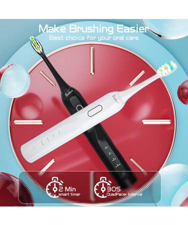 2 Pack Quiet Electric Toothbrushes - Rechargeable Sonic Power, 8 Bristles, 4 Modes, 48000 VPM Motor, Waterproof, Smart Timer, Wireless Charging - 100 Days of Use - Buy Online on GoSupps.com