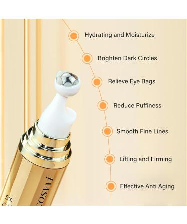 Caffeine Eye Serum for Dark Circles & Puffiness | Anti-Aging Eye Care with Ice Roller | Unisex Under Eye Treatment - Buy Online on GoSupps.com