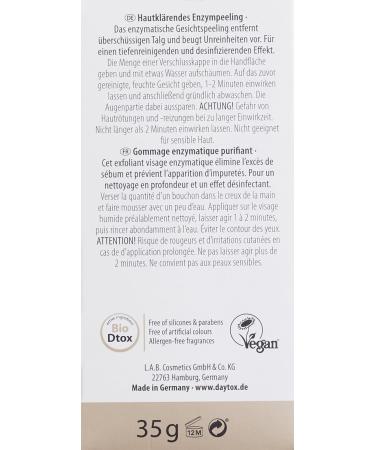 DAYTOX Enzyme Peeling Powder for Face - Vegan Silicone-Free Made in Germany - 35g | Exfoliating Skin Care - Buy Online on GoSupps.com