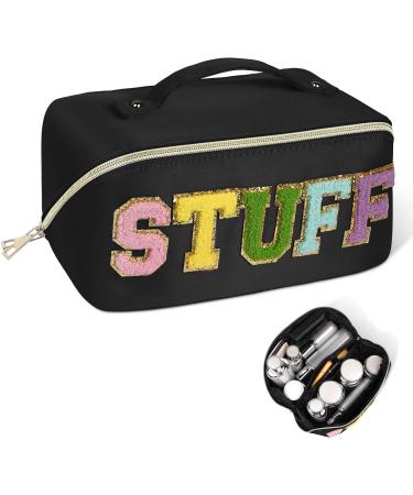 Aucuu Premium Nylon Cosmetic Travel Bag | Large Capacity Zipper Organizer | Waterproof Portable Makeup Case | Gift for Women (Black) #19 - Buy Online on GoSupps.com