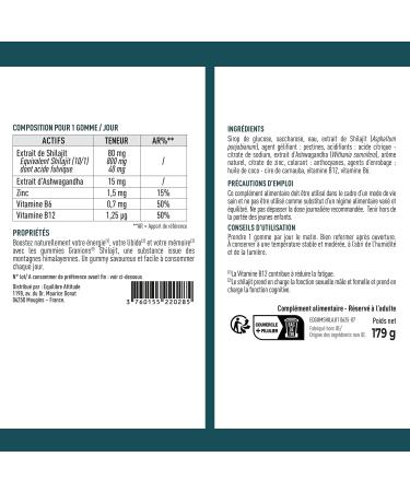 GRANIONS SHILAJIT GUMMIES 2 MOIS | Shilajit Himalaya 800 mg + Ashwagandha + Acide Fulvique | Zinc Vitamine B12 & B6 -Boost Metabolisme - VEGAN - Cassis - 60 Gummies - Buy Online on GoSupps.com