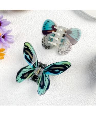 Women's Butterfly Hair Clips Acrylic Butterfly Hair Clips Hair Clip Non-Slip Hair Pin Hair Accessories Hair Jaw Clip Headpiece for Women and Girls for Daily Wear Blue Green - Buy Online on GoSupps.com