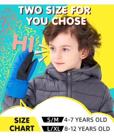 Kids Electric Heated Winter Gloves - Toddler Waterproof Ski Mittens, Blue - L/XL (8-12 Years) - Buy Online on GoSupps.com