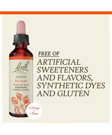 Bach Aspen Flower Remedy 20mL Dropper - Natural Homeopathic Solution for Apprehension and Security | Vegan, Stress Relief - Buy Online on GoSupps.com