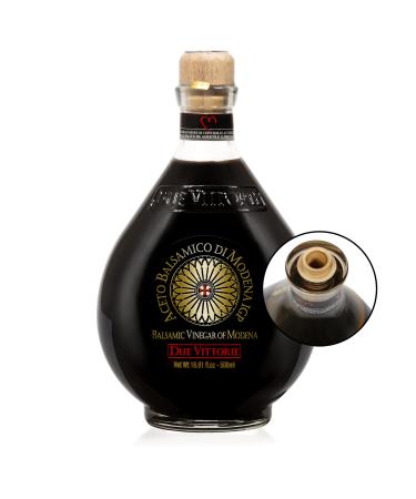 Due Vittorie Oro Gold Balsamic Vinegar of Modena.in Glass Decanter - 500ml with Built in Pourer With Pourer 16.91 Fl Oz (Pack of 1)