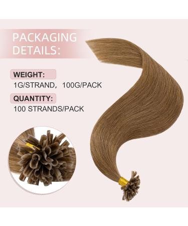 Silk-co U-tip Pre Bonded Hair Extensions 100% Real Remy Human Hair 20inch Nail Tip Keratin Nail Fusion (#06 Light Brown) - Buy Online on GoSupps.com