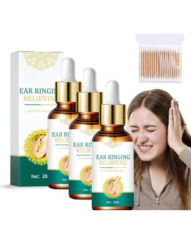 Tinniclear Ear Drops Ear Ringing Treatment Oil Ear Ringing Tinnitus Relief Drops Ear Wax Softener 20ml Organic Herbal Drops for Tinnitus Improve Listening Reduces Ear Noise (3pcs)