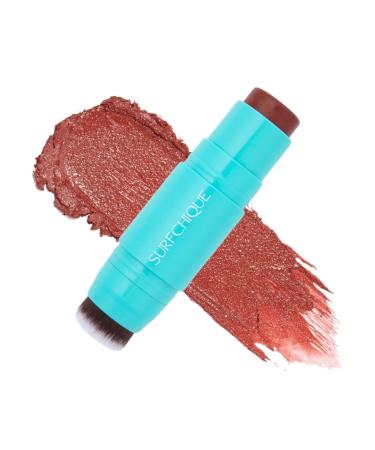 Open Face Color Stick 3-in-1 multistick - lip & cheek tint - cream blush stick with brush - dark pink berry red