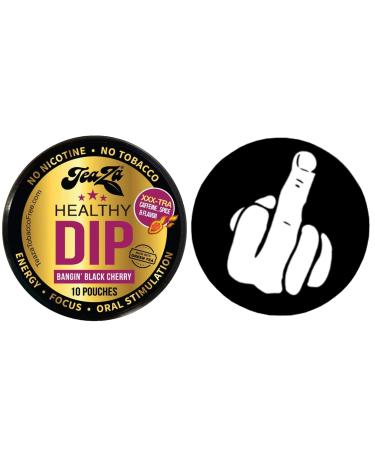 TeaZa Herbal Energy Pouch Bangin Black Cherry 1 Can with DC Crafts Nation Skin Can Cover - Middle Finger