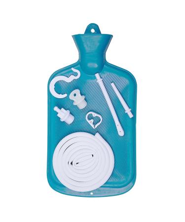 Enema Bag Kit 2 Quart Enema Bag with 5ft Long Hose Multi-Size Tips and Controllable Water Flow Clamp for Colon Cleanse Enemas (Blue)