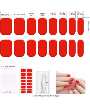 Gel Nail Stickers Cuttable Semi Cured Gel Nail Strips Self-Adhesive Full Nail Wraps Nail Polish Stickers Bright Red Semi Cured Gel Nails - Buy Online on GoSupps.com