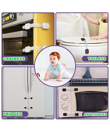 Child Safety Cabinet Locks - Baby Proofing Latches for Cabinets, Drawers, Cupboards, Fridge, Toilet - 8 Pack White & Black - Buy Online on GoSupps.com