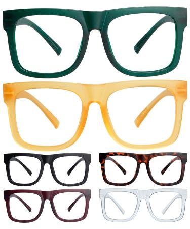 Eyekepper 6 Pack Metalless Screwless Spring Hinges Reading Glasses Women Men Readers Oversized Cheaters Eyeglasses +2.00 +2.00 6 Pack Mix Color