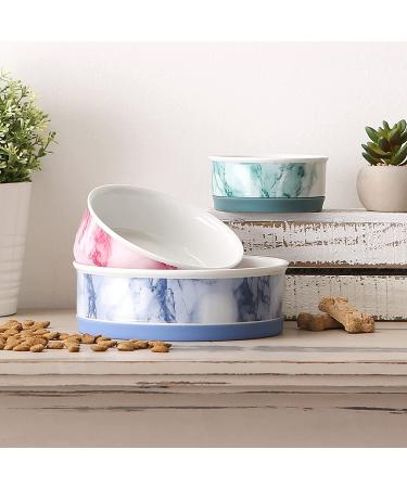 Bone Dry Pet Bowl Collection - Small Marble Ceramic Set (2 Count, Teal) - 6x2 Medium Size - Buy Online on GoSupps.com
