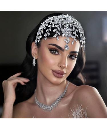 WONRLUA Rhinestone Forehead Bridal Headband - Silver Wedding Hair Accessories - Buy Online on GoSupps.com