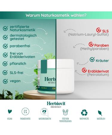 Herbiovit Vegan Foot Cream 250ml | Natural Tea Tree & Sage Heel Care | 10% Urea for Dry Cracked Heels | Effective Heel Cream & Corn Remover - Buy Online on GoSupps.com