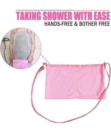 Quick Dry Mastectomy Drain Holder Pouch with Shower Bag - Post Surgery JP Drains Management & Bulb Storage - Pink - Buy Online on GoSupps.com