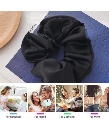 Ikadiya Hair Tie Set - 4 Black Elastic Hair Bands & Satin Scrunchies for Women & Girls | International Shipping Available - Buy Online on GoSupps.com
