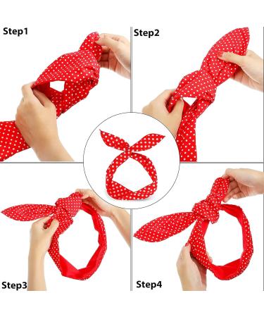 2 Pieces Headbands for Women and Girls Retro 50s Boho Bandana Vintage Print Wire Headband Stylish Hair Accessories for Parties and Daily Wear - Buy Online on GoSupps.com