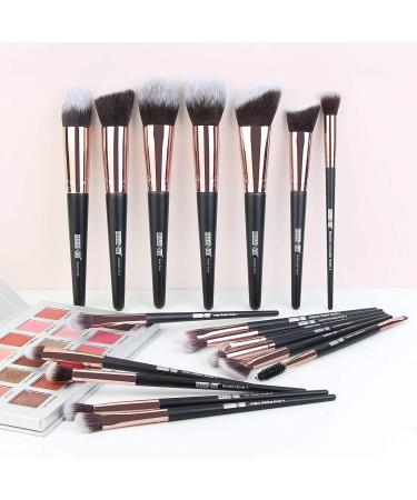 Professional 18-Piece Makeup Brush Set - Premium Synthetic Foundation Eyeshadow & Blush Brushes | Black & Gold | International Shipping - Buy Online on GoSupps.com