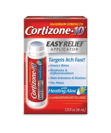 Cortizone 10 With Healing Aloe Easy Relief Applicator 1.25 oz., Maximum Strength 1% Hydrocortisone Anti-Itch Liquid (Pack of 6)