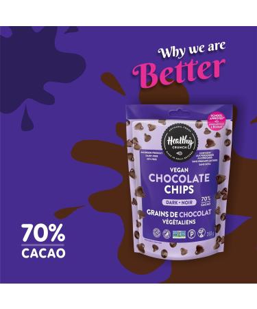 Healthy Crunch 70% Dark Chocolate Chips - 6 Units x 283 Grams - Dairy Free Chocolate Chips - Vegan Chocolate - High Protein Snacks - Nut Free - Organic Snacks - Healthy Snacks for Adults Dark Chocolate 70% - Buy Online on GoSupps.com