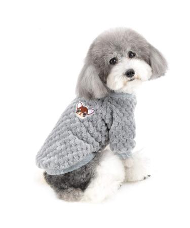 Zwantea Small Dog Pullover puppy sweater coat winter warm fleece sweater for dogs young girls Super soft pet clothing clothing chihuahua cat outwear for cold weather gray m (1 Pack) gray