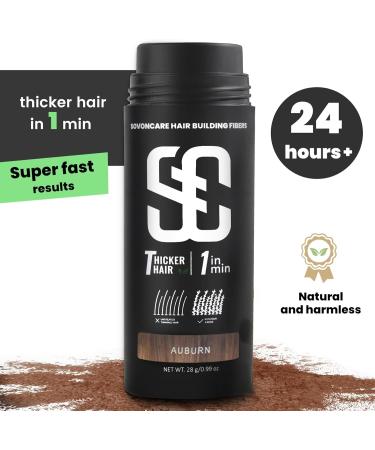 SOVONCARE Hair Fibers for Thinning Hair Black Hair Building Fibers for Bald Spots Undetectable & Natural Conceals Hair Loss Fill In Fine Hair Powder Hair Thicker Instantly for Women & Men 28g (Aubrun) - Buy Online on GoSupps.com
